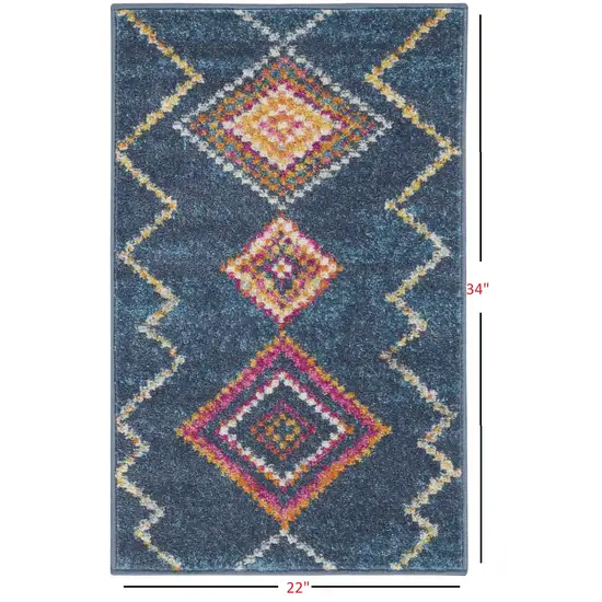 Navy Blue Berber Pattern Scatter Rug Photo 3