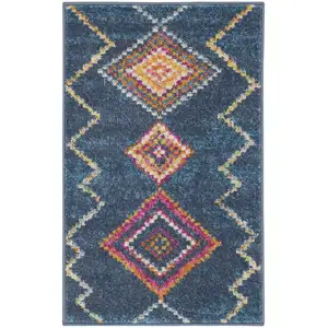 Photo of Navy Blue Berber Pattern Scatter Rug