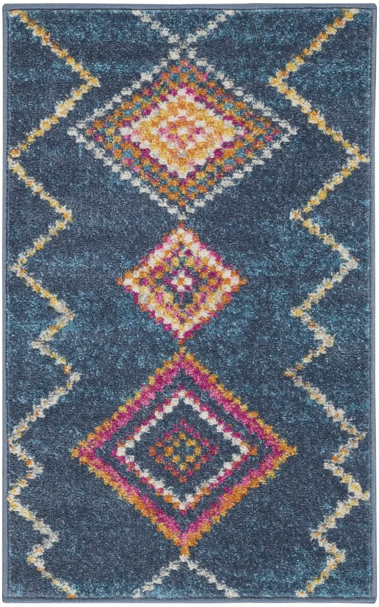 Navy Blue Berber Pattern Scatter Rug Photo 1