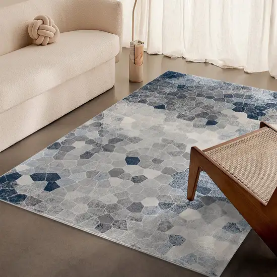 Navy Blue Cobblestone Pattern Area Rug Photo 2