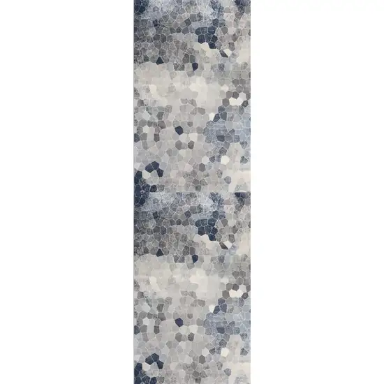 Navy Blue Cobblestone Pattern Runner Rug Photo 4