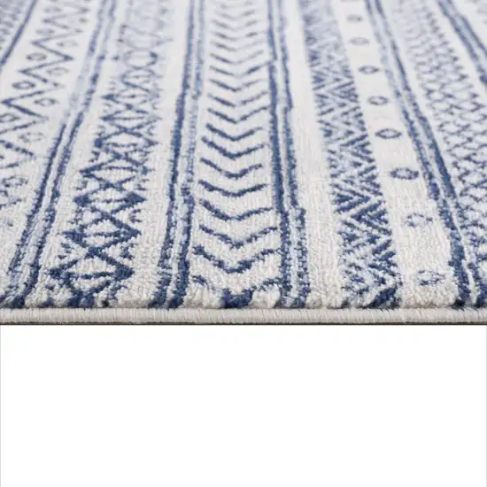 Navy Blue Decorative Stripes Area Rug Photo 8