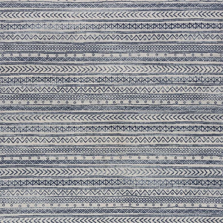 Navy Blue Decorative Stripes Area Rug Photo 3
