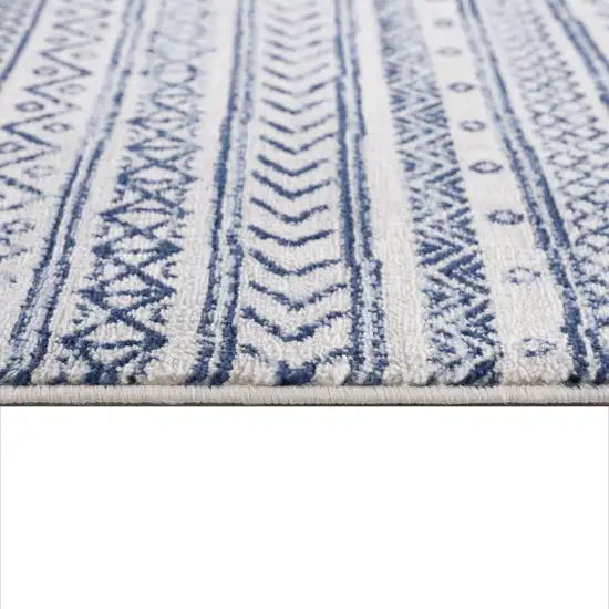 Navy Blue Decorative Stripes Area Rug Photo 6