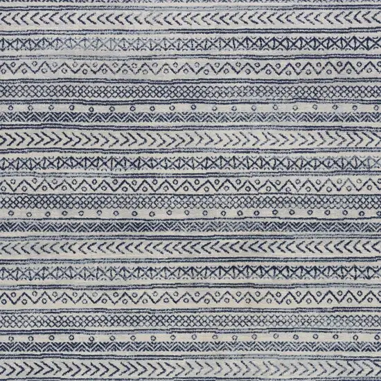 Navy Blue Decorative Stripes Area Rug Photo 7