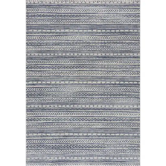 Navy Blue Decorative Stripes Area Rug Photo 6