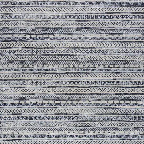 Navy Blue Decorative Stripes Area Rug Photo 8