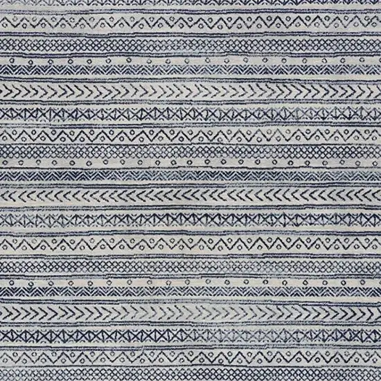 Navy Blue Decorative Stripes Area Rug Photo 9