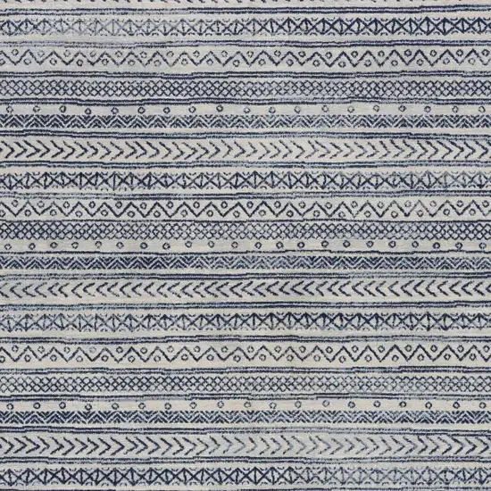 Navy Blue Decorative Stripes Area Rug Photo 7