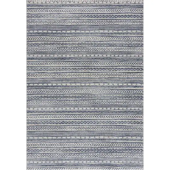 Navy Blue Decorative Stripes Area Rug Photo 6