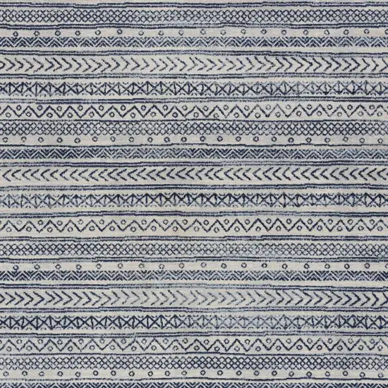 Navy Blue Decorative Stripes Area Rug Photo 6