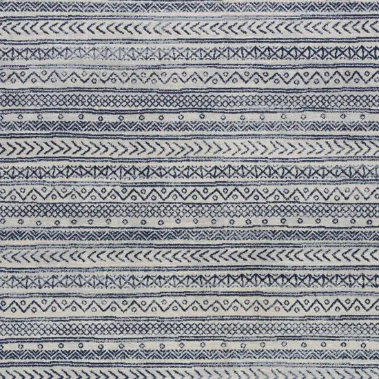 Navy Blue Decorative Stripes Area Rug Photo 6