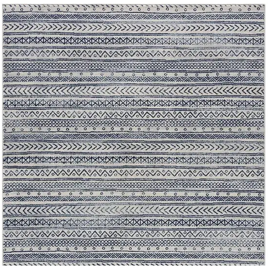 Navy Blue Decorative Stripes Area Rug Photo 2