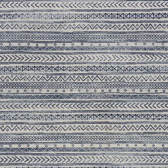 Navy Blue Decorative Stripes Area Rug Photo 8