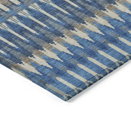 Navy Blue Denim Blue And Ivory Southwestern Washable Indoor Outdoor Area Rug Photo 5