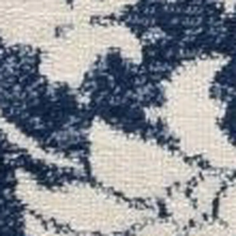 Navy Blue Distressed Floral Area Rug Photo 3