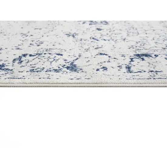 Navy Blue Distressed Floral Area Rug Photo 9