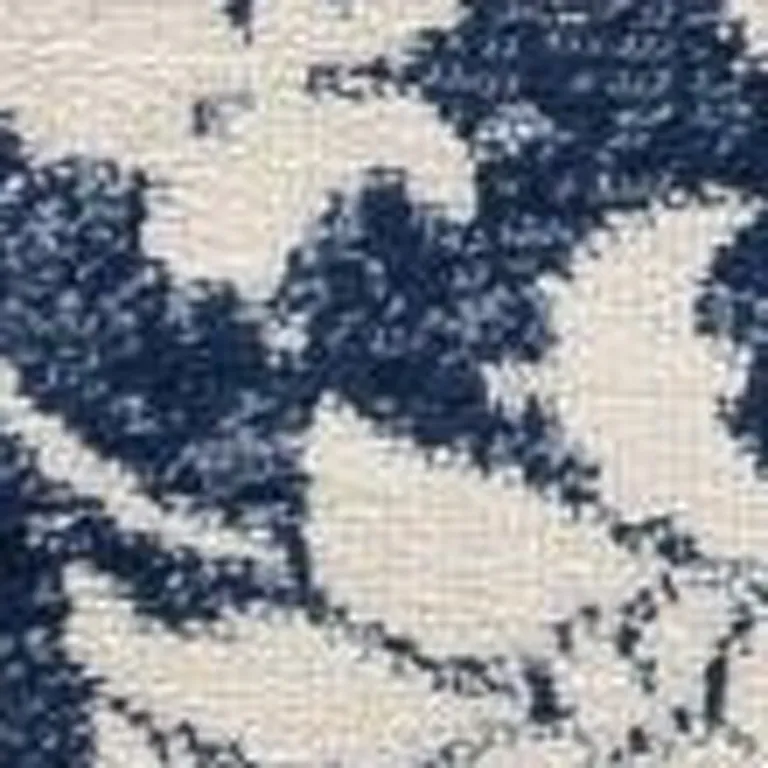 Navy Blue Distressed Floral Area Rug Photo 3