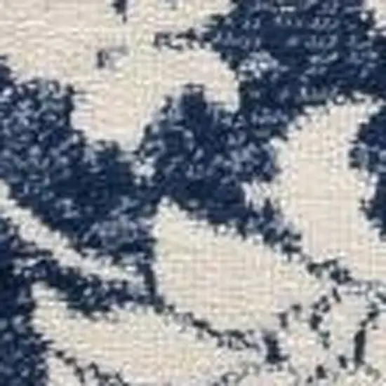 Navy Blue Distressed Floral Area Rug Photo 3