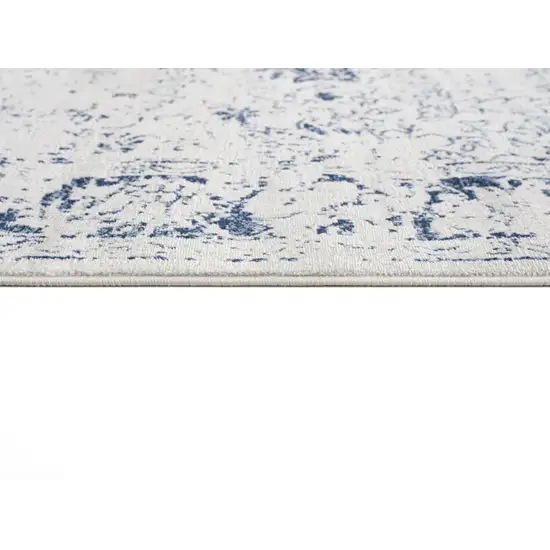 Navy Blue Distressed Floral Area Rug Photo 10