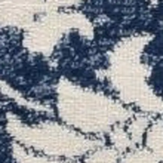 Navy Blue Distressed Floral Area Rug Photo 3