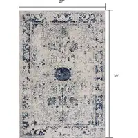 Photo of Navy Blue Distressed Floral Scatter Rug