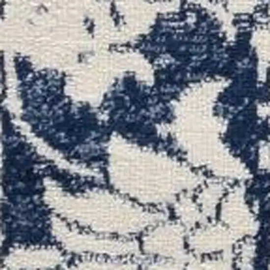 Navy Blue Distressed Floral Scatter Rug Photo 3