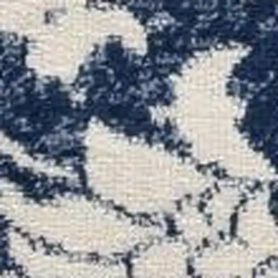 Navy Blue Distressed Floral Scatter Rug Photo 3