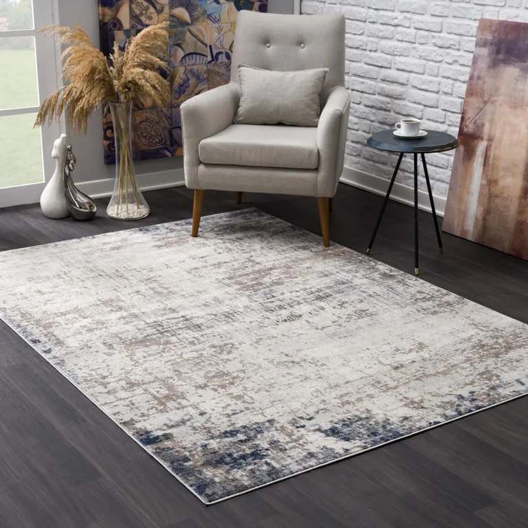 Navy Blue Distressed Striations Area Rug Photo 5