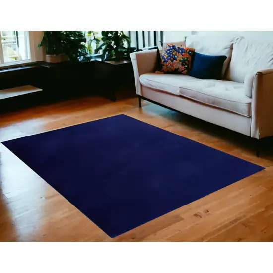 Navy Blue FauX Fur Shag Non Skid Area Rug Photo 1