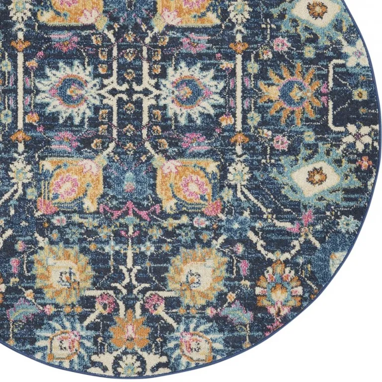 Navy Blue Floral Buds Area Rug Photo 4