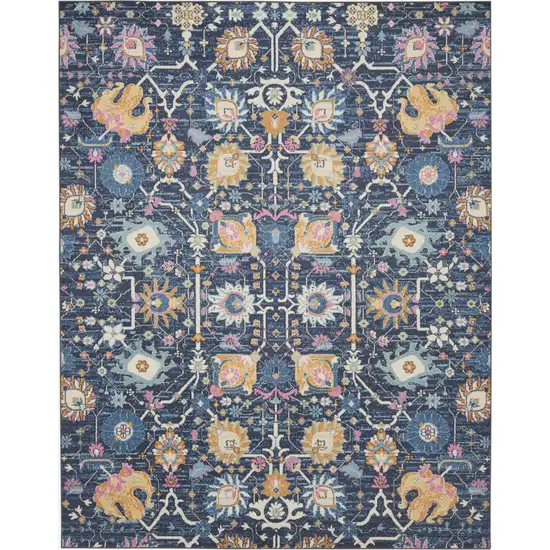 Navy Blue Floral Buds Area Rug Photo 1