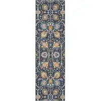 Photo of Navy Blue Floral Buds Runner Rug