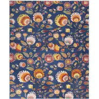 Photo of Navy Blue Floral Power Loom Area Rug