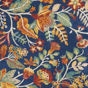 Photo of Navy Blue Floral Power Loom Area Rug