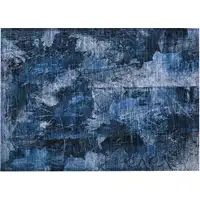 Photo of Navy Blue Floral Washable Non Skid Indoor Outdoor Area Rug