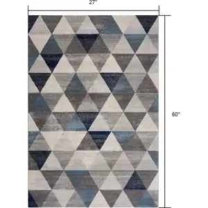 Photo of Navy Blue Geometric Diamond Area Rug