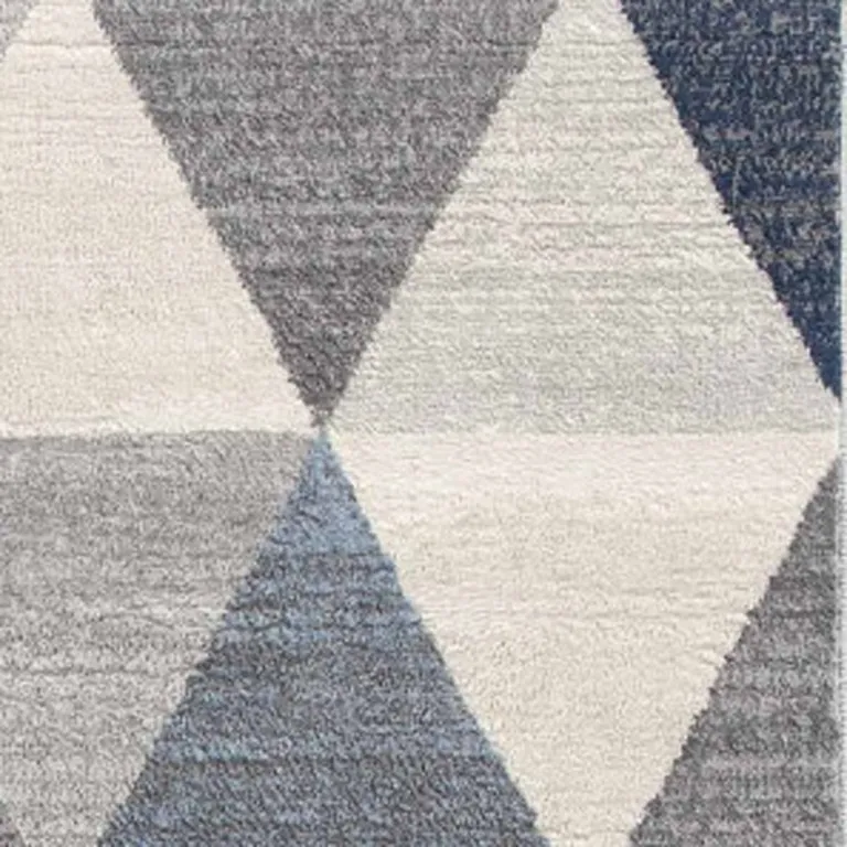 Navy Blue Geometric Diamond Area Rug Photo 4