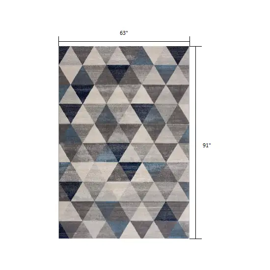 Navy Blue Geometric Diamond Area Rug Photo 1