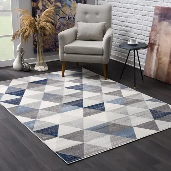 Navy Blue Geometric Diamond Area Rug Photo 6