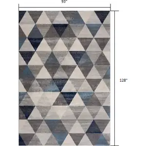 Photo of Navy Blue Geometric Diamond Area Rug