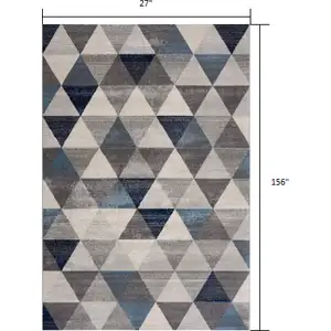 Photo of Navy Blue Geometric Diamond Runner Rug