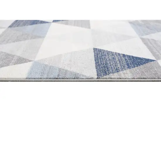 Navy Blue Geometric Diamond Runner Rug Photo 7