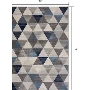 Photo of Navy Blue Geometric Diamond Scatter Rug