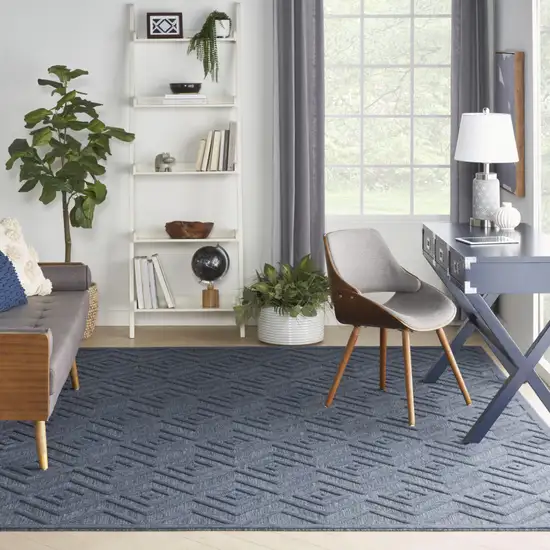 Navy Blue Geometric Flatweave Area Rug Photo 8