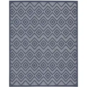 Photo of Navy Blue Geometric Flatweave Area Rug