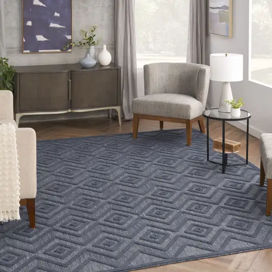 Navy Blue Geometric Flatweave Area Rug Photo 6