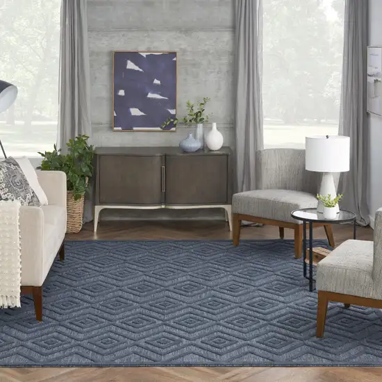 Navy Blue Geometric Flatweave Area Rug Photo 7