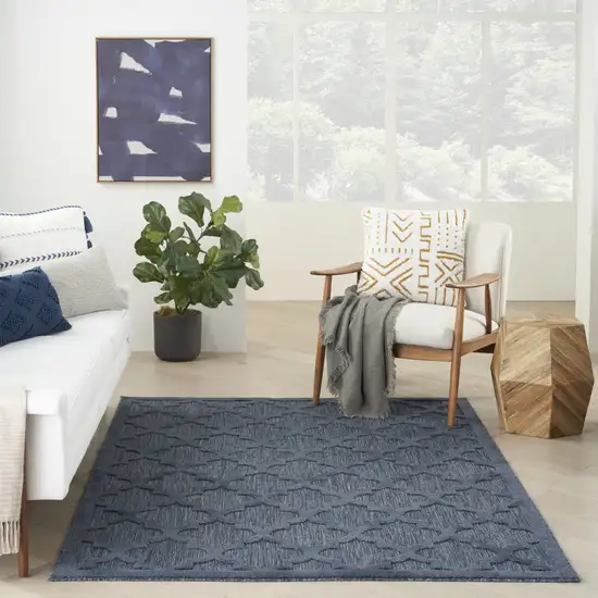 Navy Blue Geometric Flatweave Area Rug Photo 5