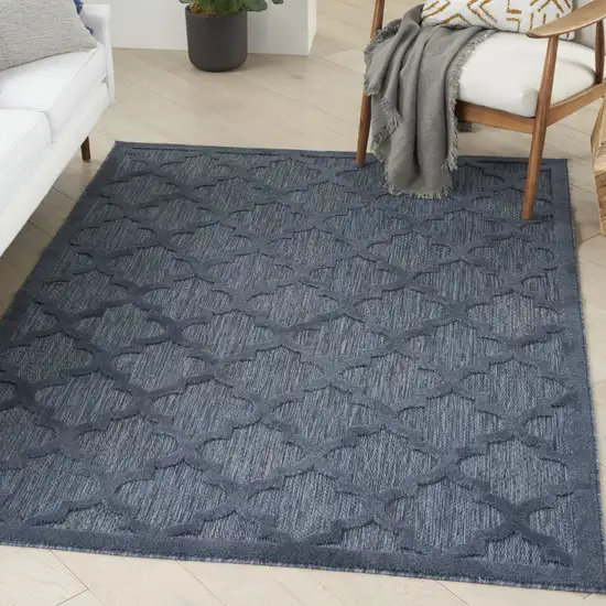 Navy Blue Geometric Flatweave Area Rug Photo 4